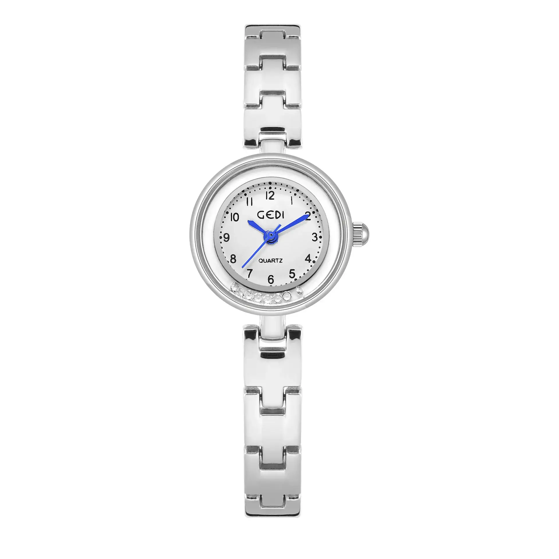 Silver Chain Watch with Blue Dial for Women - Image 9