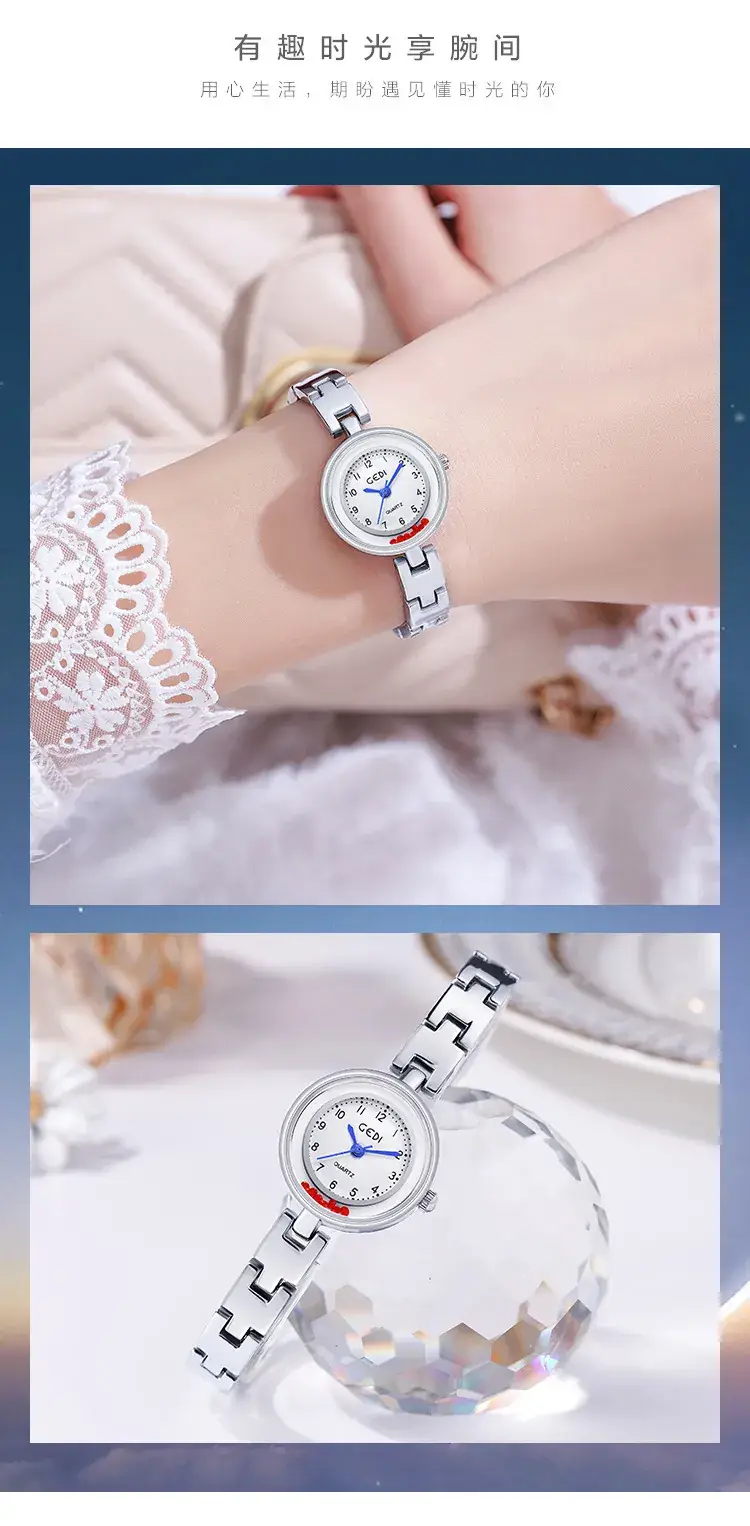 Silver Chain Watch with Blue Dial for Women — feature 4