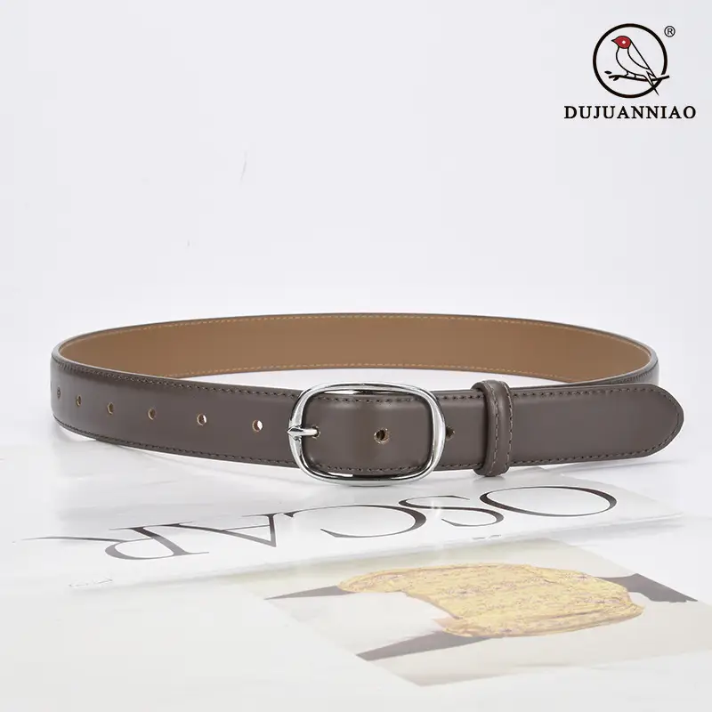 Vintage Leather Belt White Buckle Wide Adjustable