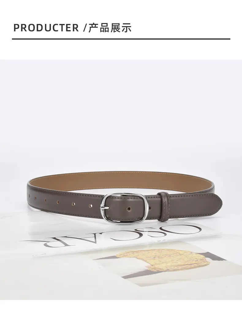 Vintage Leather Belt White Buckle Wide Adjustable — feature 20
