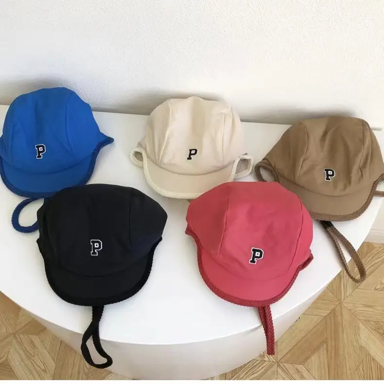Korean P Letter Flying Cap Women Warm Winter Cap
