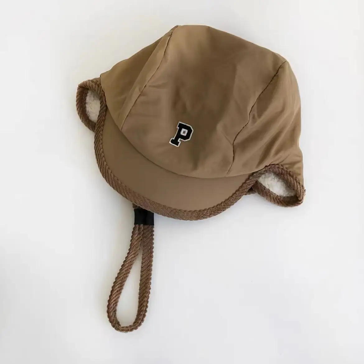 Korean P Letter Flying Cap Women Warm Winter Cap