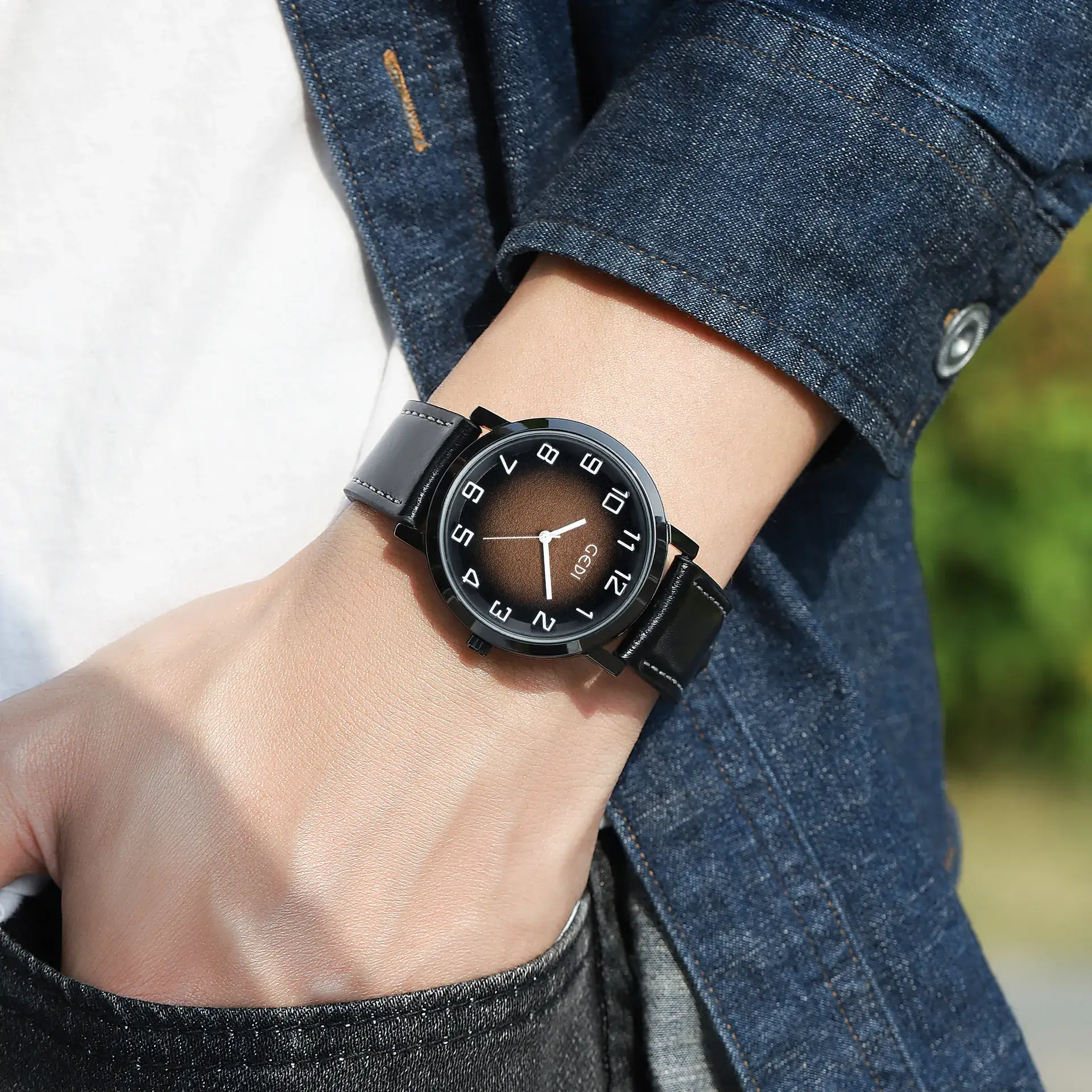 Goldie Gedi Men's Brown Leather Quartz Watch