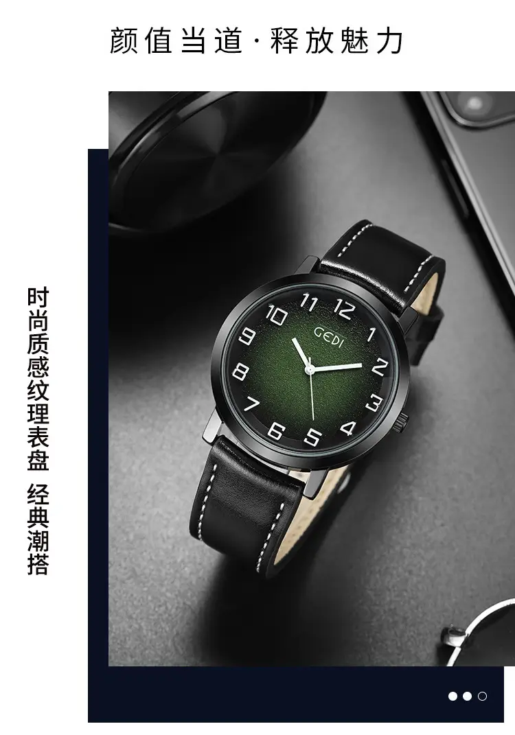 Goldie Gedi Men's Brown Leather Quartz Watch — feature 6