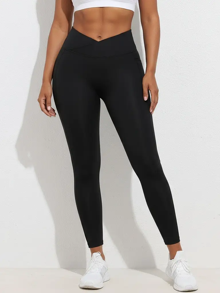 Women's V-Neck High Waist Fitness Leggings Mint Green - Image 5