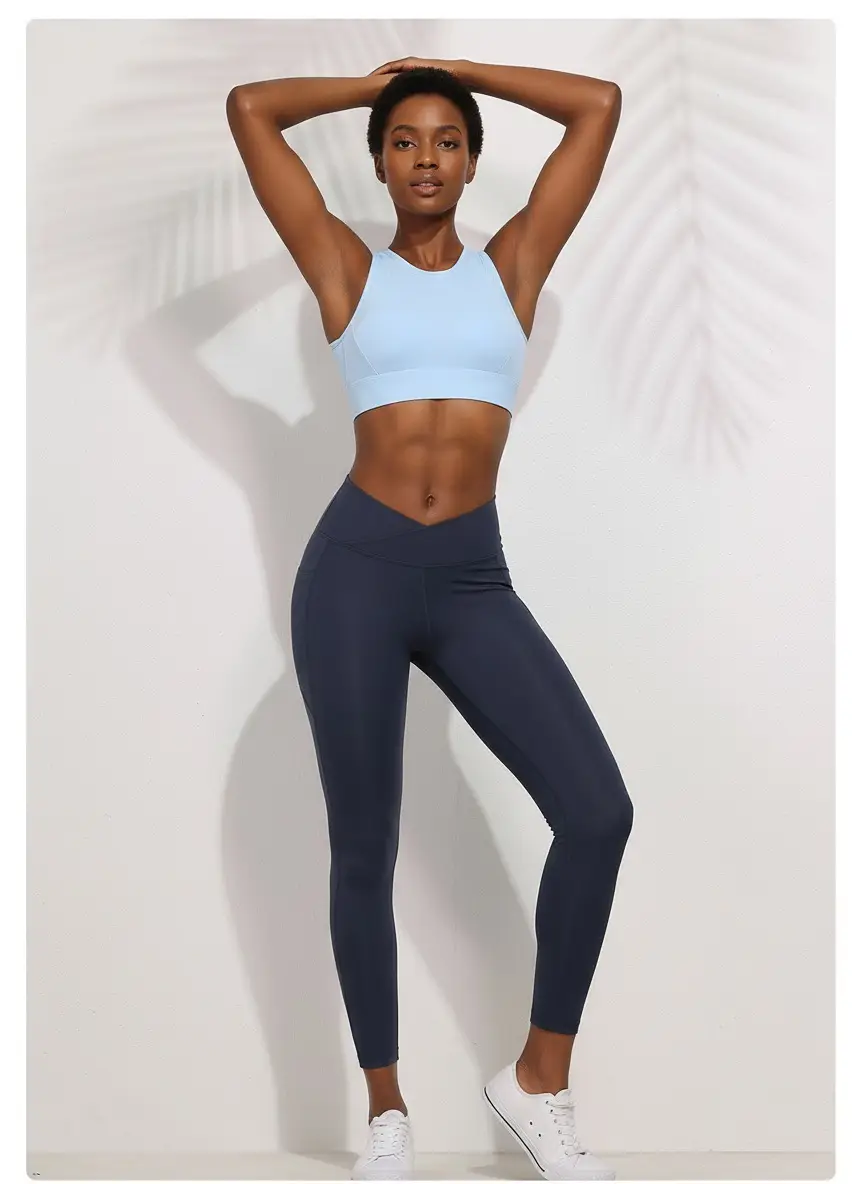 Women's V-Neck High Waist Fitness Leggings Mint Green — feature 17