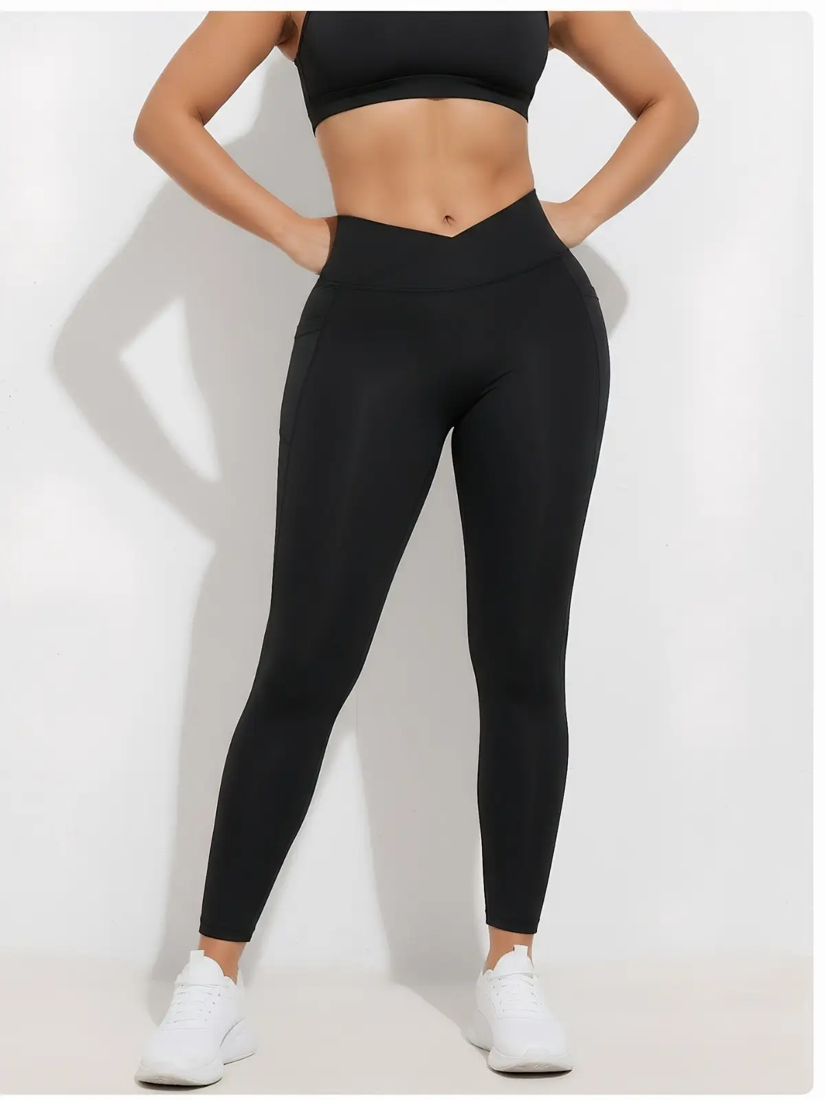 Women's V-Neck High Waist Fitness Leggings Mint Green — feature 21