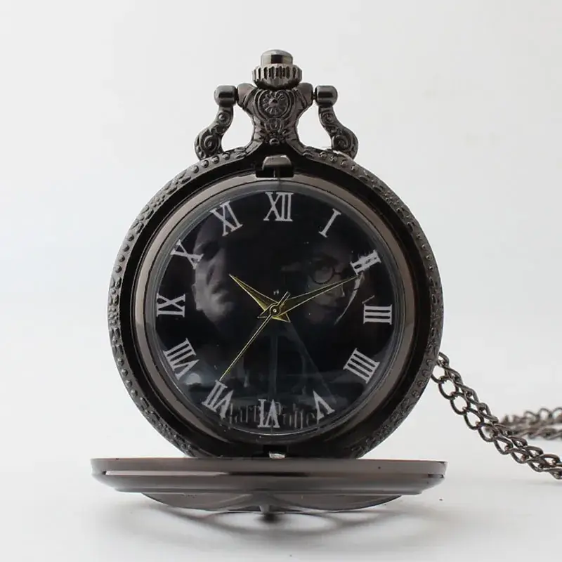 Retro Deathly Hallows Pocket Watch with Necklace
