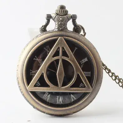 Retro Deathly Hallows Pocket Watch with Necklace