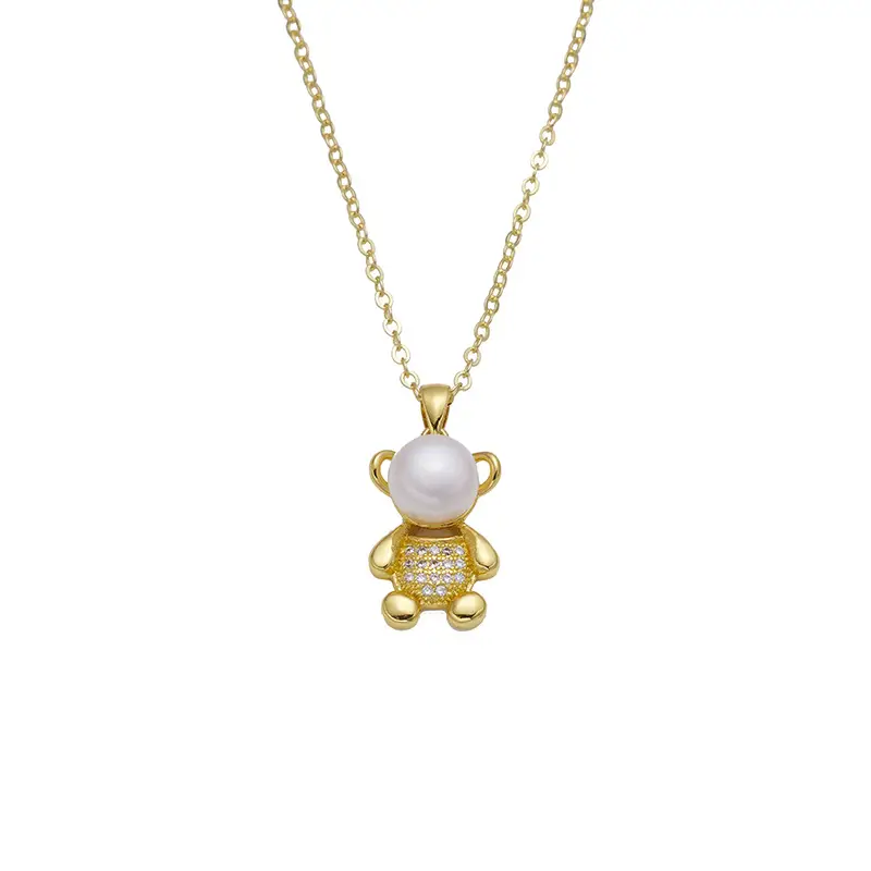 Korean Bear Zircon Pearl Necklace for Women - Image 5