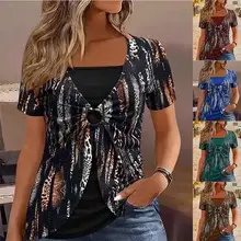 Women French Cashmere Printed Long Sleeve T-Shirt Top Red Black Grey — feature 7