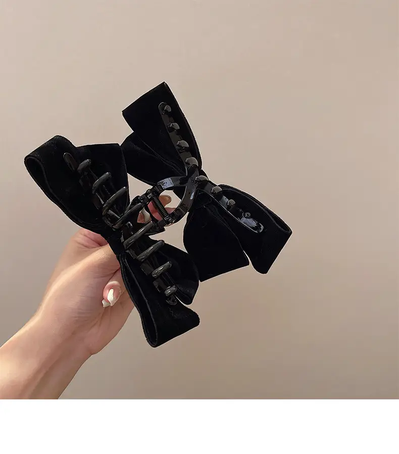 Black Velvet Big Bow Hair Clip for Women — feature 10