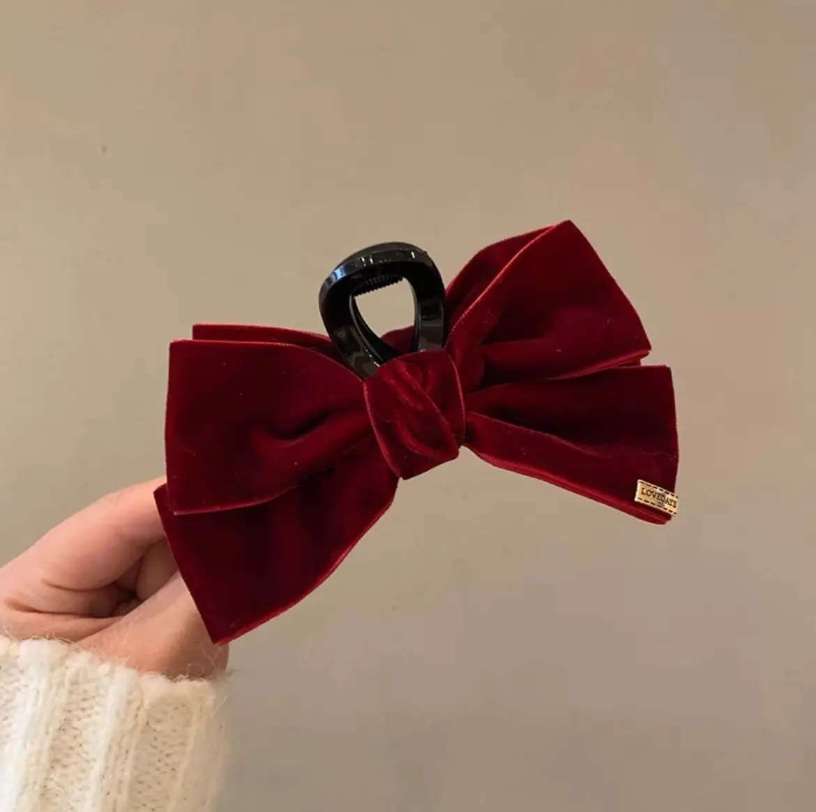 Black Velvet Big Bow Hair Clip for Women - Image 2