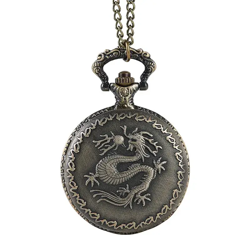 European Bronze Dragon Necklace with Pocket Watch Design - Image 2