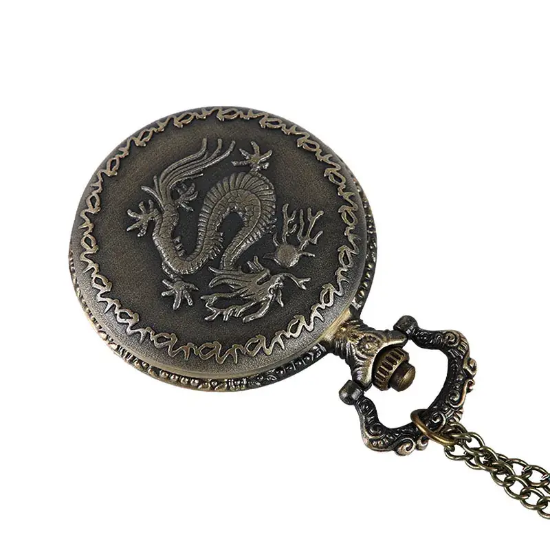 European Bronze Dragon Necklace with Pocket Watch Design - Image 3