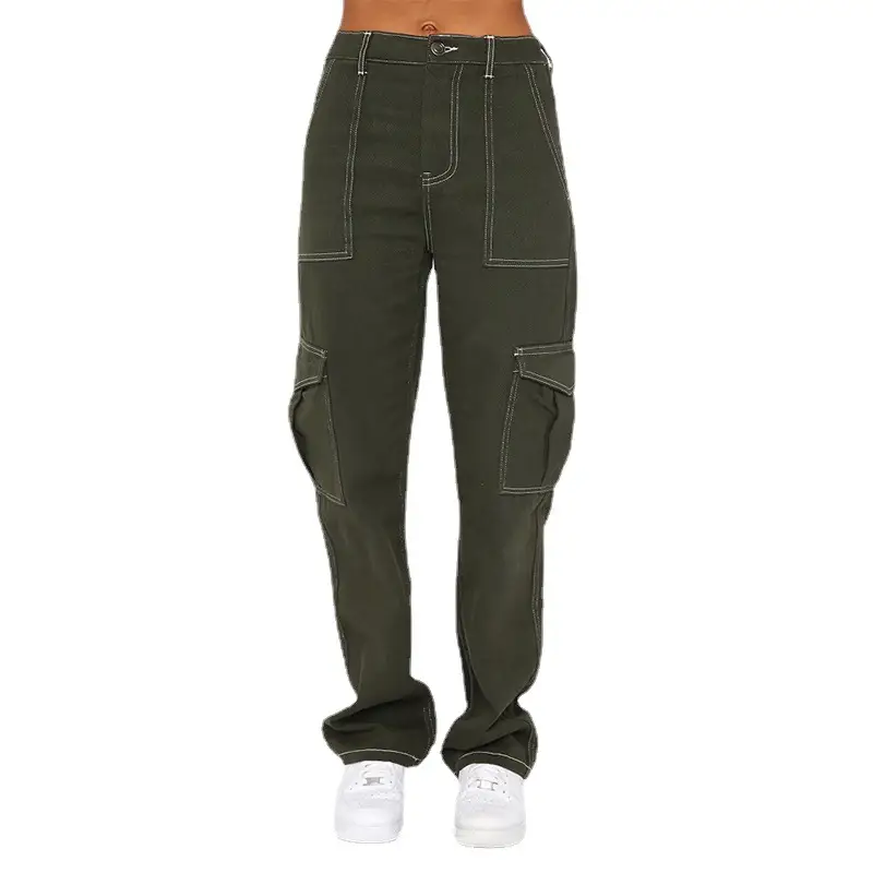 Women Super Slim High Waist Cargo Pants Black - Image 6