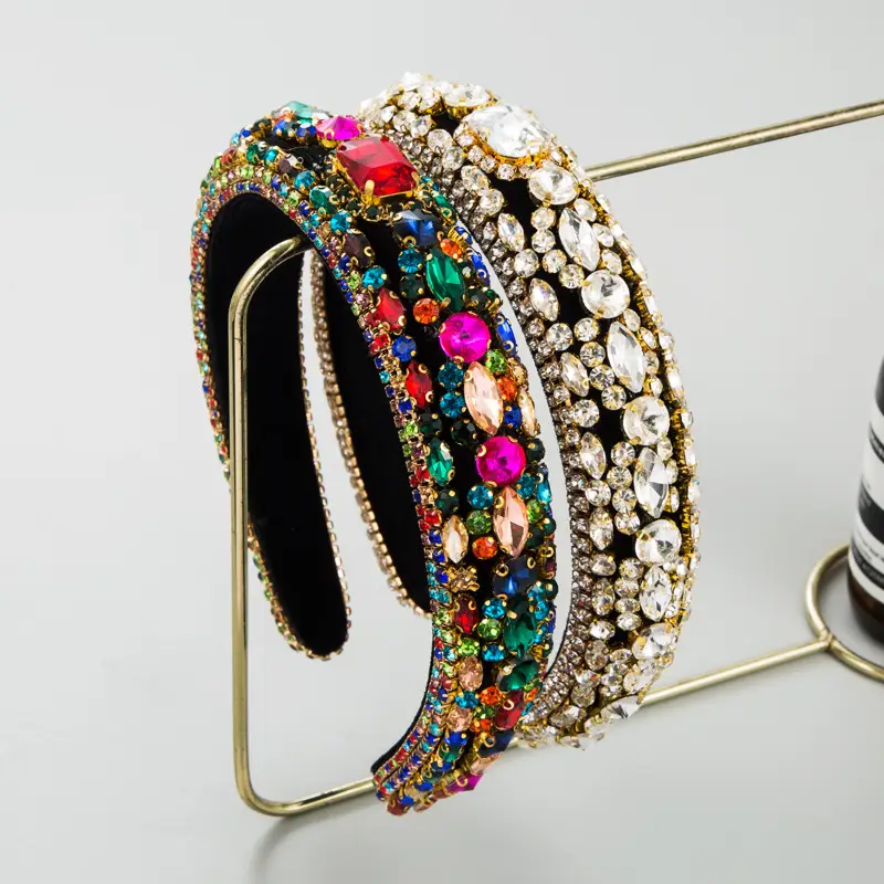 Korean Style Diamond Hairband with Wide Rim and Black Sponges - Image 5