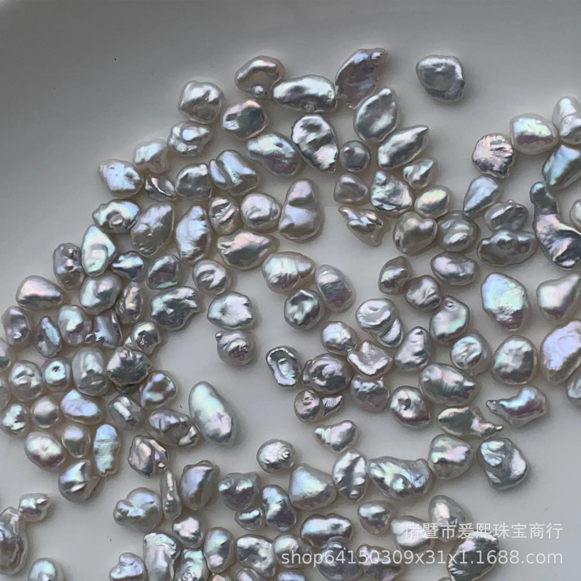 5-10mm Freshwater Pearls with Silver Flakes & Rainbow Luster - Image 3