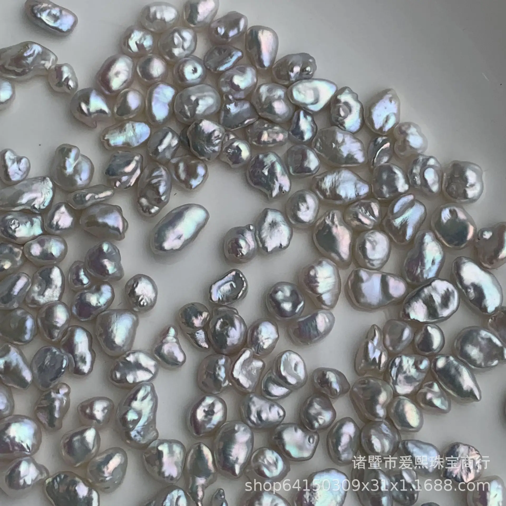 5-10mm Freshwater Pearls with Silver Flakes & Rainbow Luster - Image 4