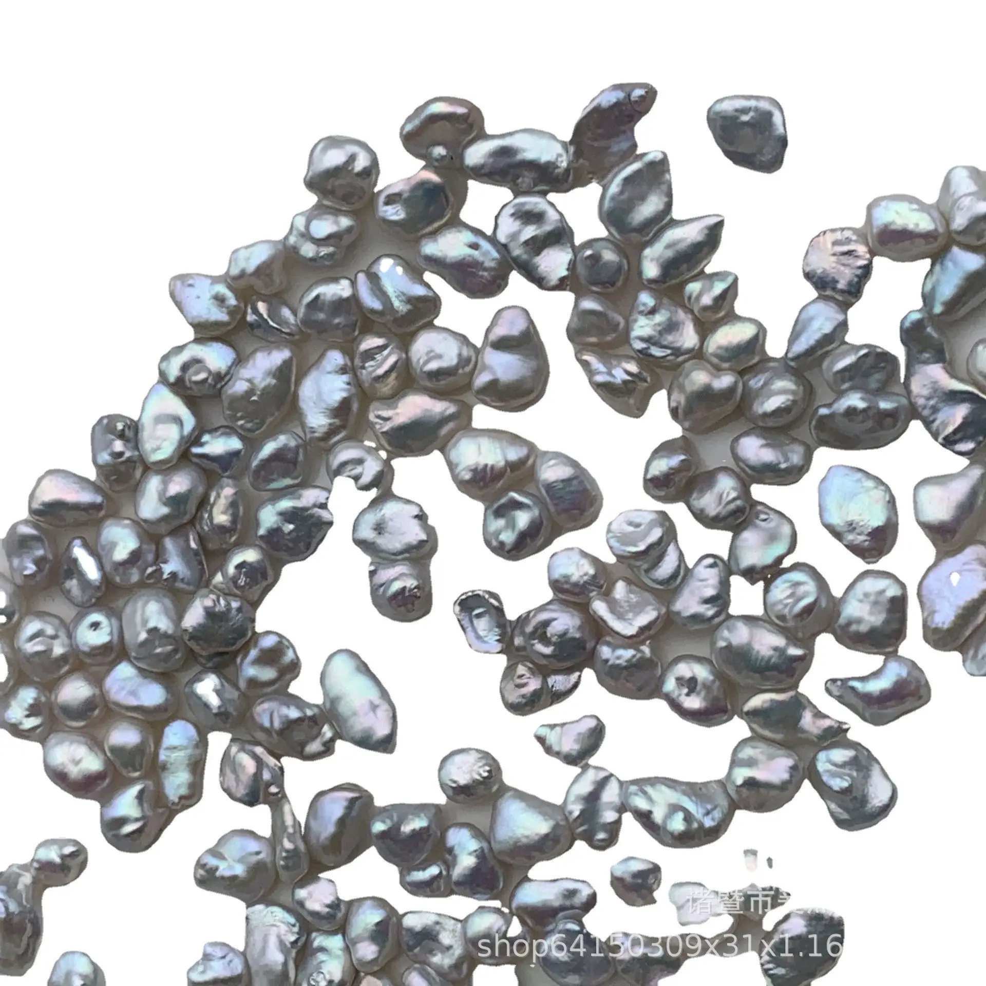 5-10mm Freshwater Pearls with Silver Flakes & Rainbow Luster - Image 5