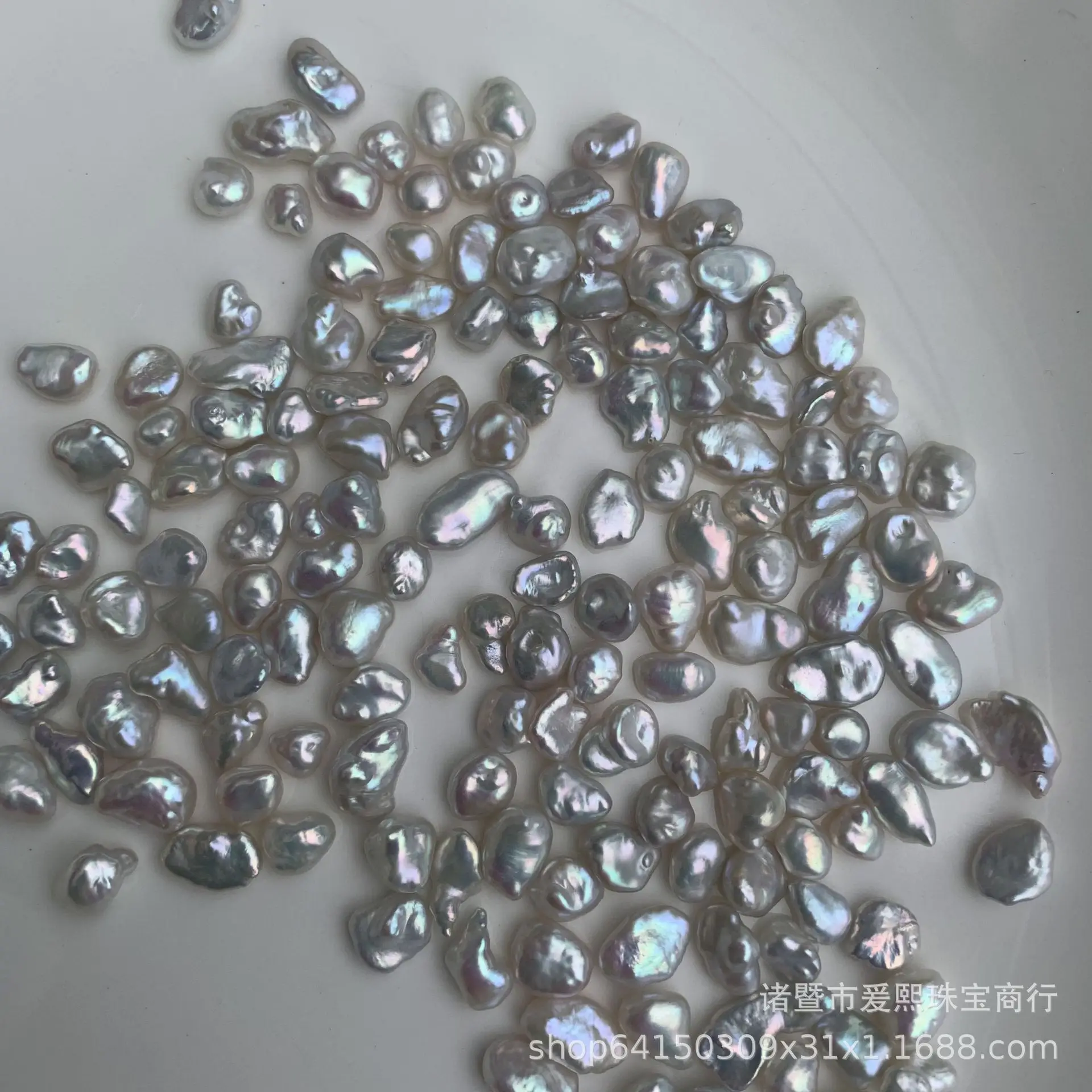 5-10mm Freshwater Pearls with Silver Flakes & Rainbow Luster — feature 6