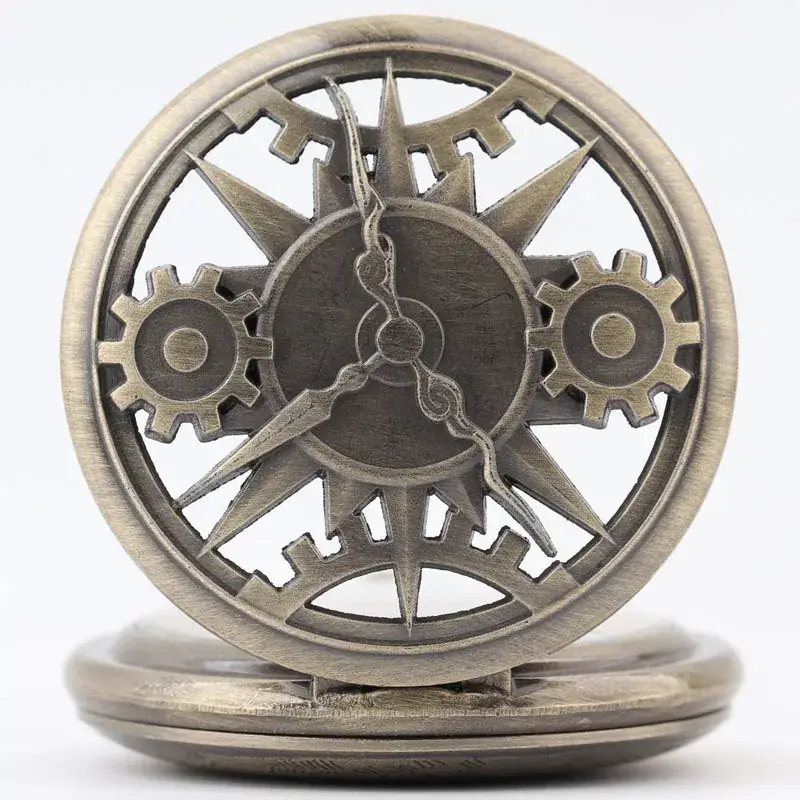Vintage Quartz Pocket Watch Bronze for Men Women