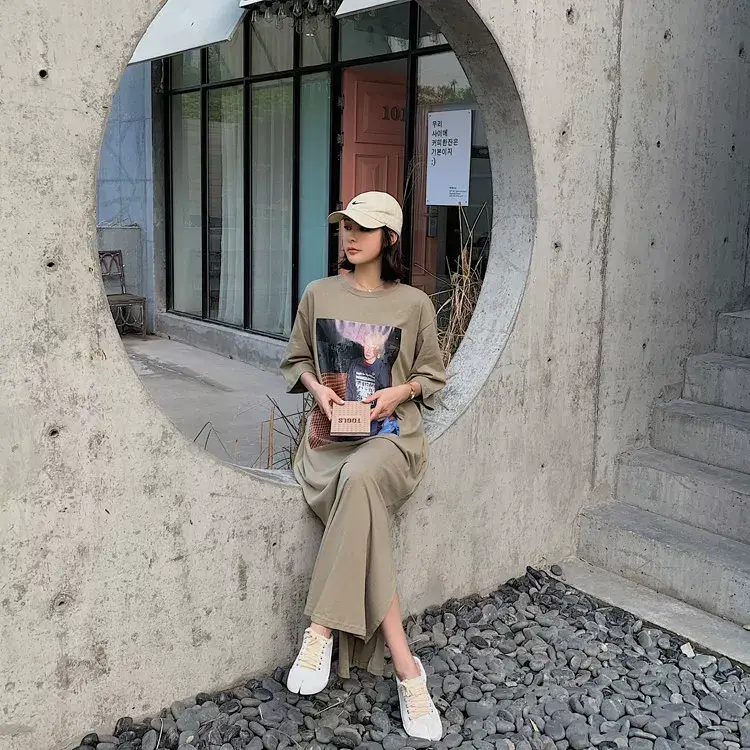 Women Printed Long Dress Black Summer Korean Style — feature 3