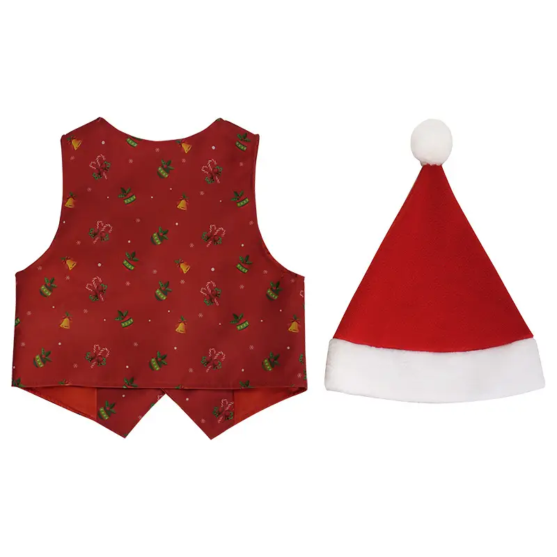 Christmas Elf Costume for Kids Red Vest & Hat Set — feature 14
