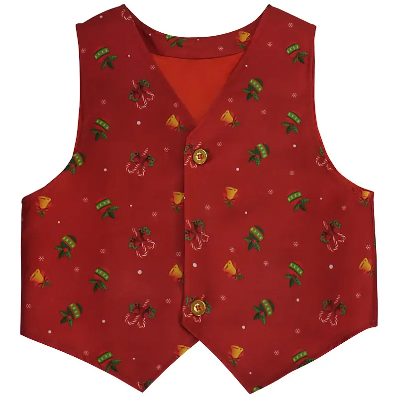 Christmas Elf Costume for Kids Red Vest & Hat Set — feature 15