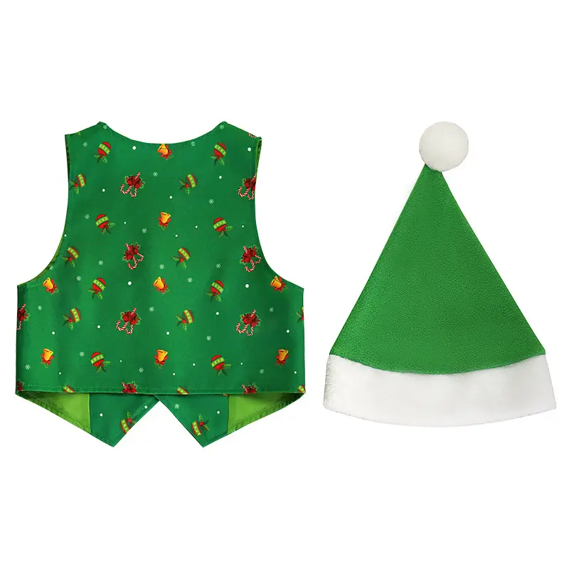 Christmas Elf Costume for Kids Red Vest & Hat Set — feature 7