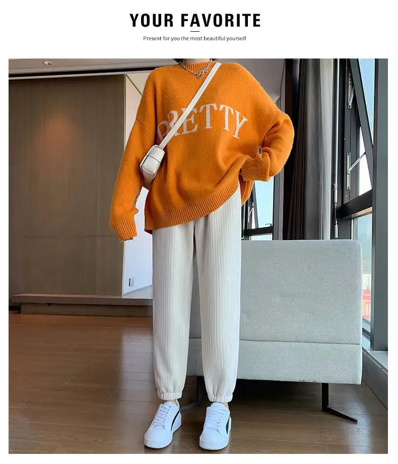Women Fleece Leg-Tied Casual Pants High Waist Lace-Up Long Pants — feature 18