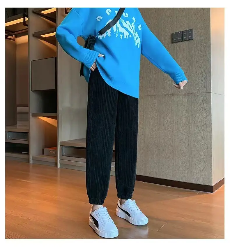 Women Fleece Leg-Tied Casual Pants High Waist Lace-Up Long Pants — feature 24