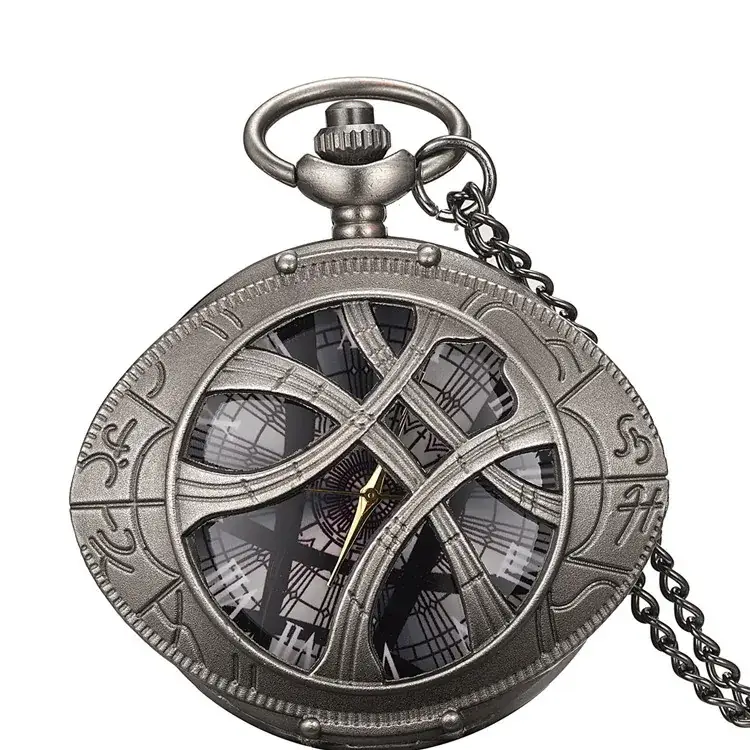 Golden Angel Magic Eye Pocket Watch with Green Gem - Image 2