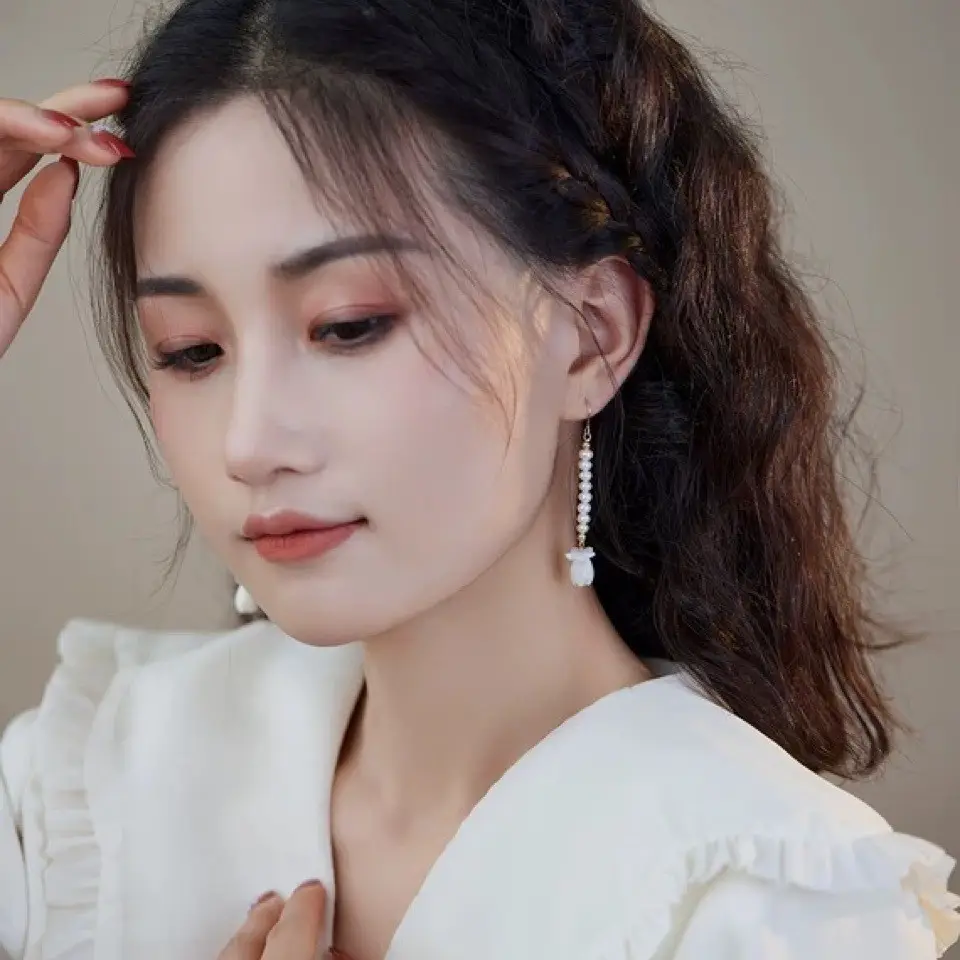 Natural Pearl Earrings for Women with Long Design - Image 3