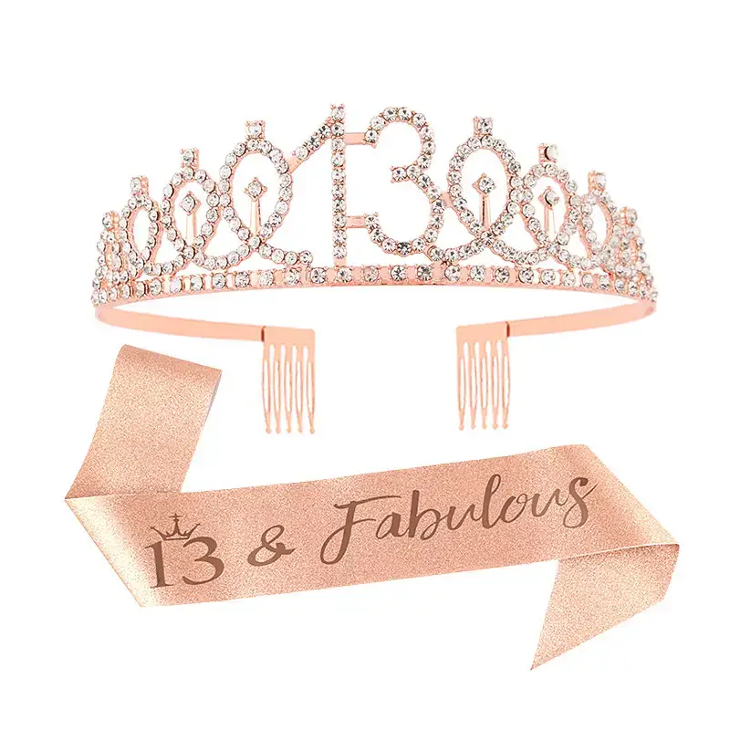 European & American Birthday Crown with Rhinestones - Image 2
