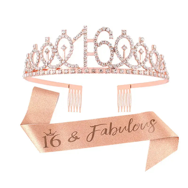 European & American Birthday Crown with Rhinestones - Image 3