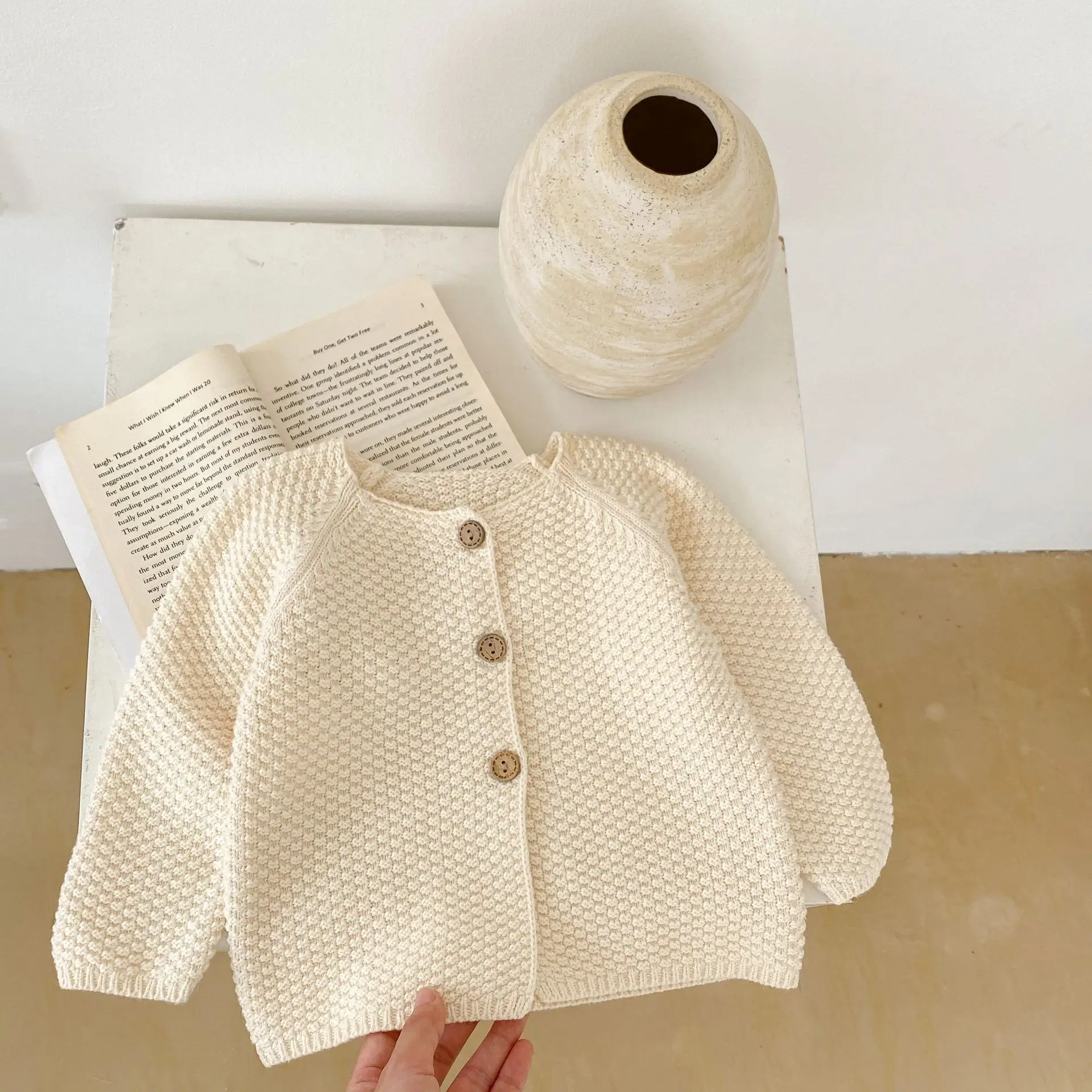 Spring & Autumn Baby Boys Girls Cotton Crewneck Cardigan