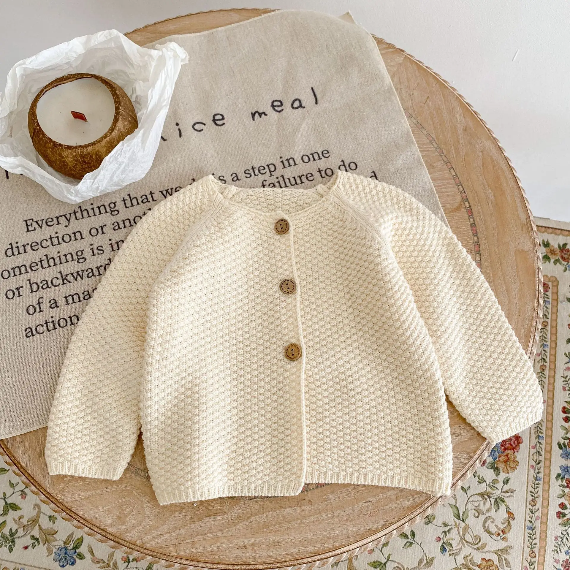 Spring & Autumn Baby Boys Girls Cotton Crewneck Cardigan