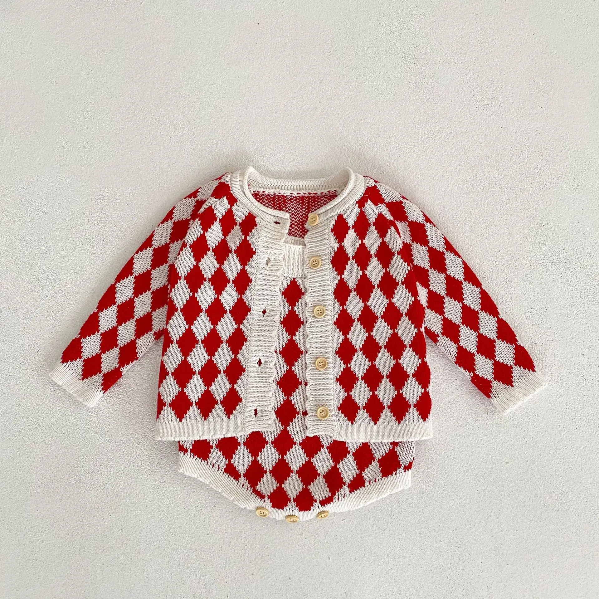 2025 Spring Baby Girl Knitted Diamond Sweater Jacket Set — feature 11
