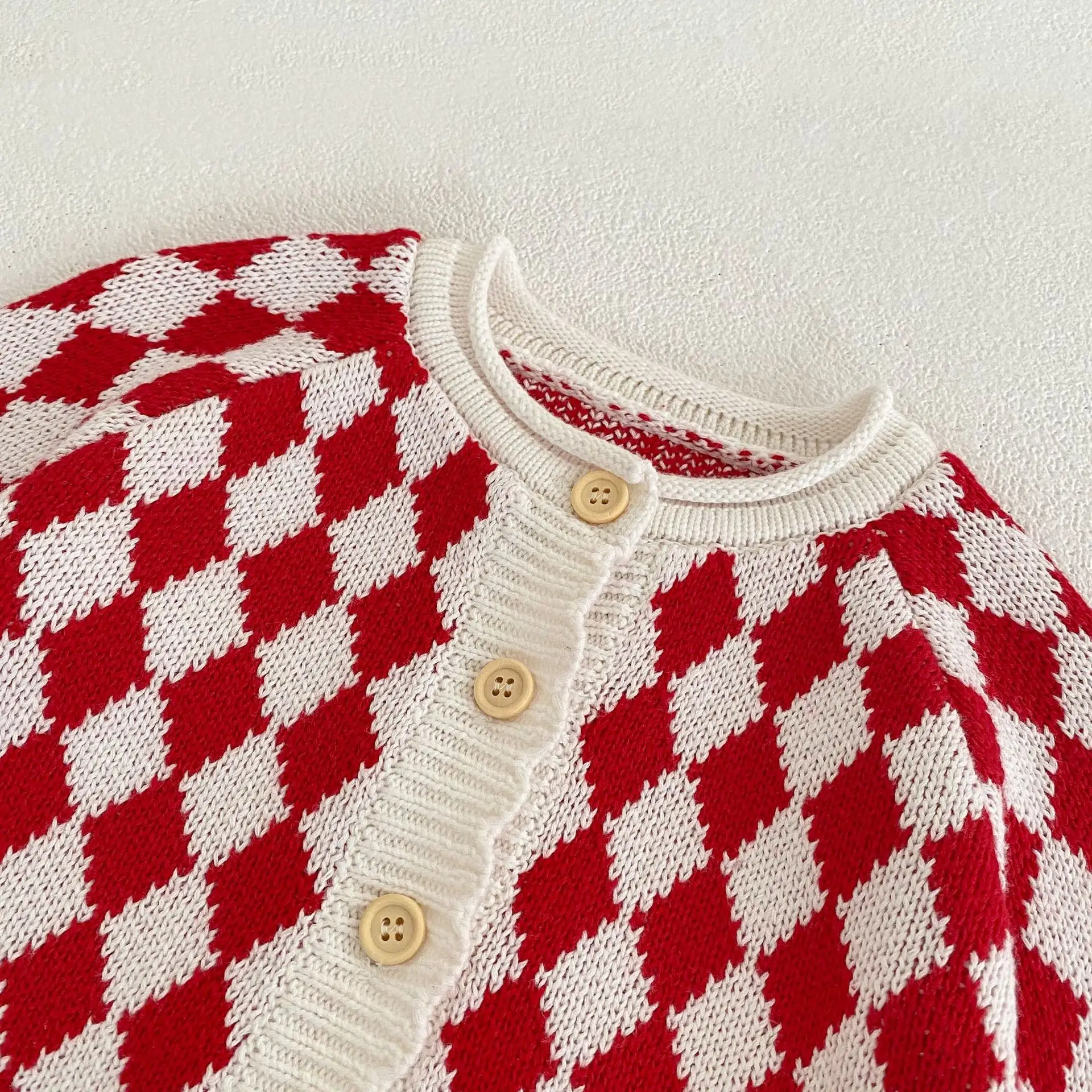 2025 Spring Baby Girl Knitted Diamond Sweater Jacket Set — feature 14