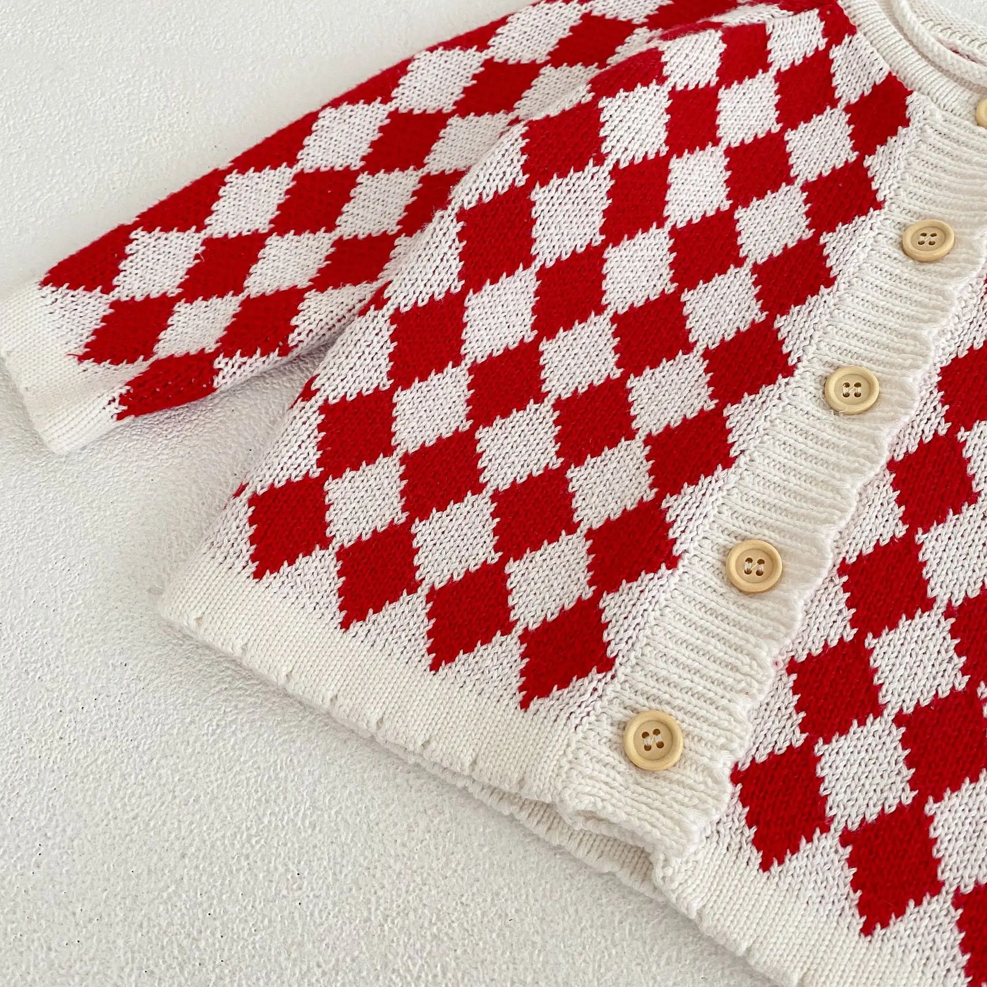 2025 Spring Baby Girl Knitted Diamond Sweater Jacket Set — feature 15