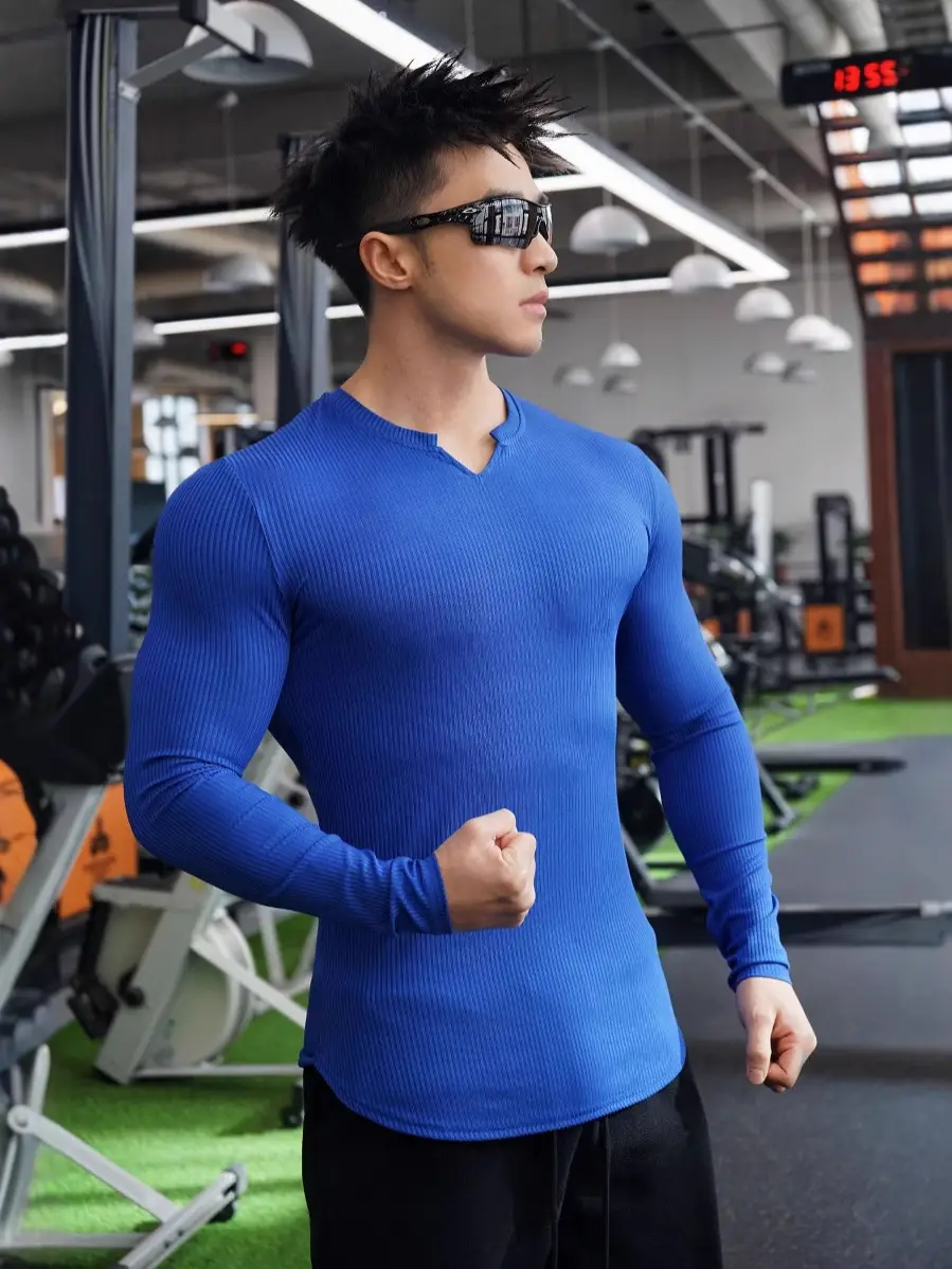 Men's White Long Sleeve Muscle Sports T-Shirt - Image 6