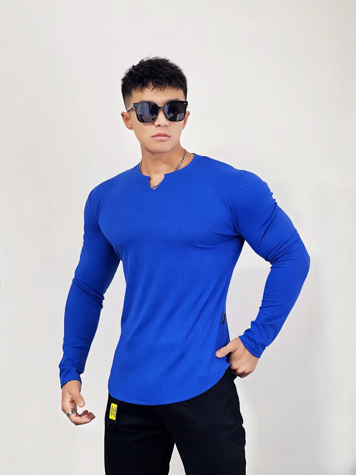Men's White Long Sleeve Muscle Sports T-Shirt — feature 14