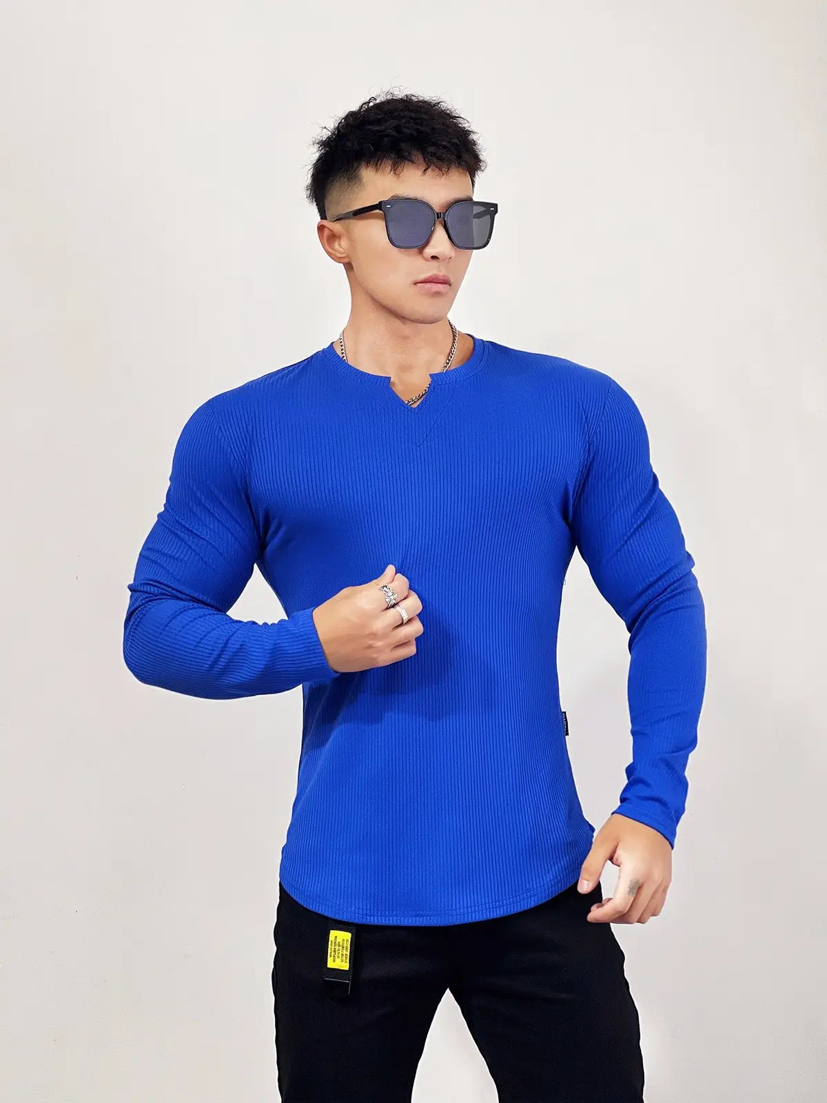 Men's White Long Sleeve Muscle Sports T-Shirt — feature 15