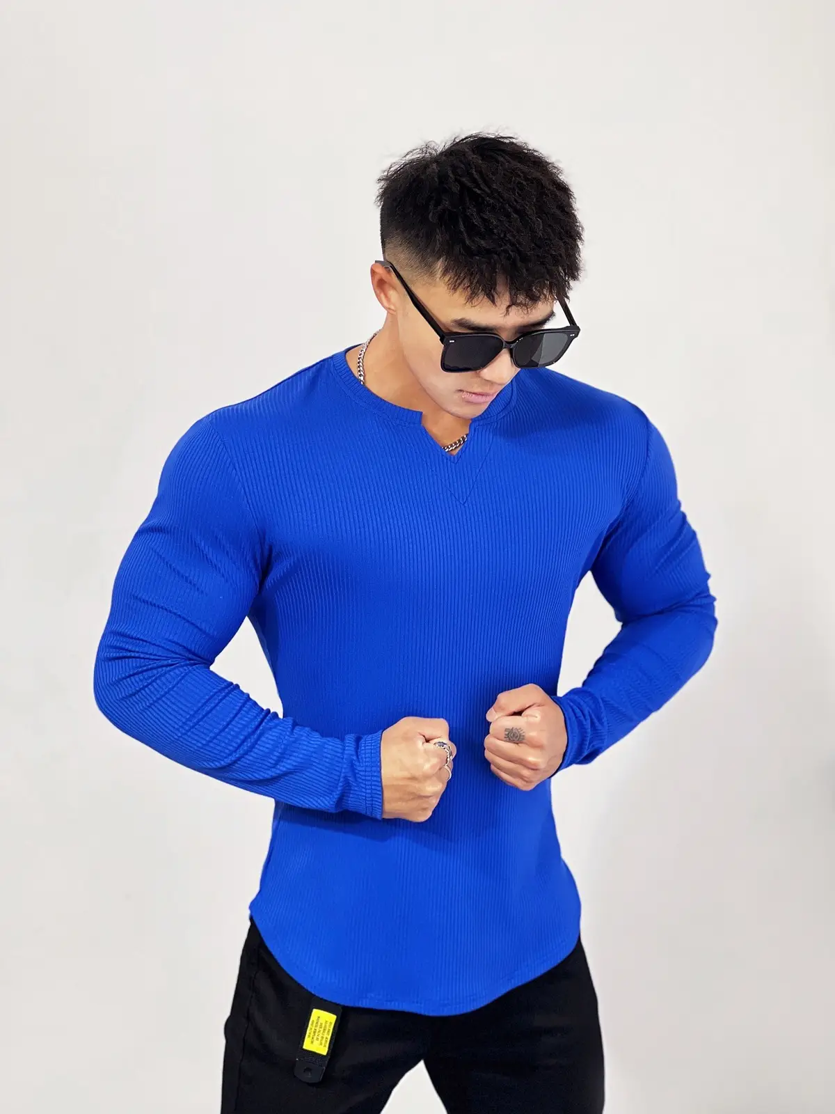 Men's White Long Sleeve Muscle Sports T-Shirt — feature 16