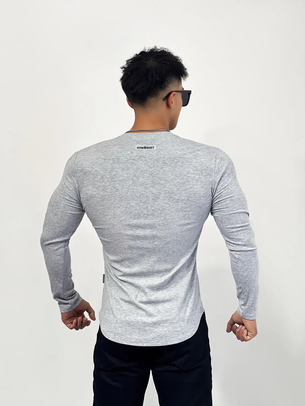 Men's White Long Sleeve Muscle Sports T-Shirt — feature 23