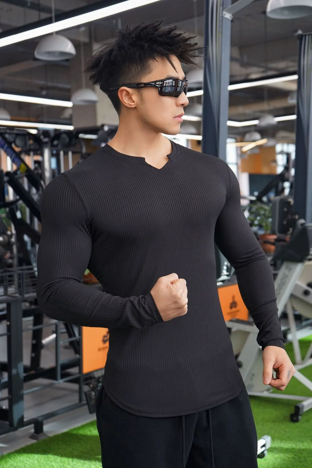 Men's White Long Sleeve Muscle Sports T-Shirt — feature 24