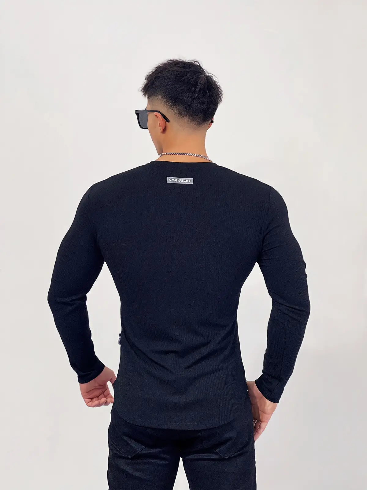 Men's White Long Sleeve Muscle Sports T-Shirt — feature 29
