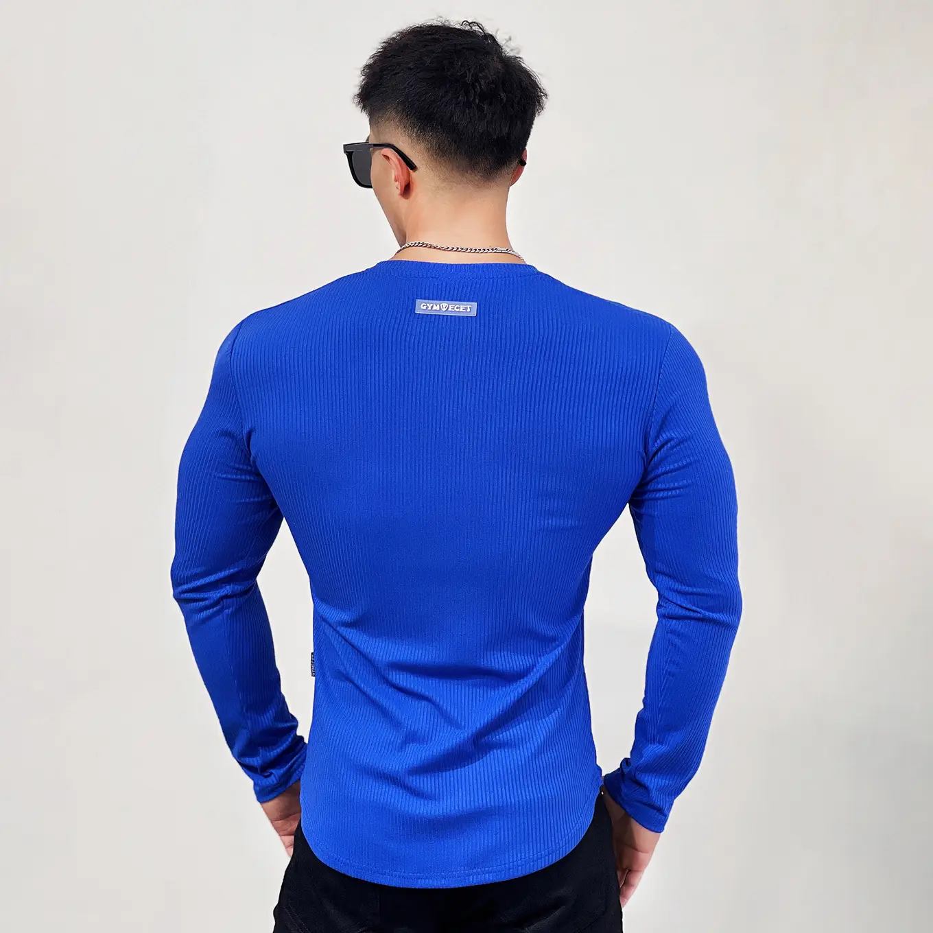 Men's White Long Sleeve Muscle Sports T-Shirt — feature 31
