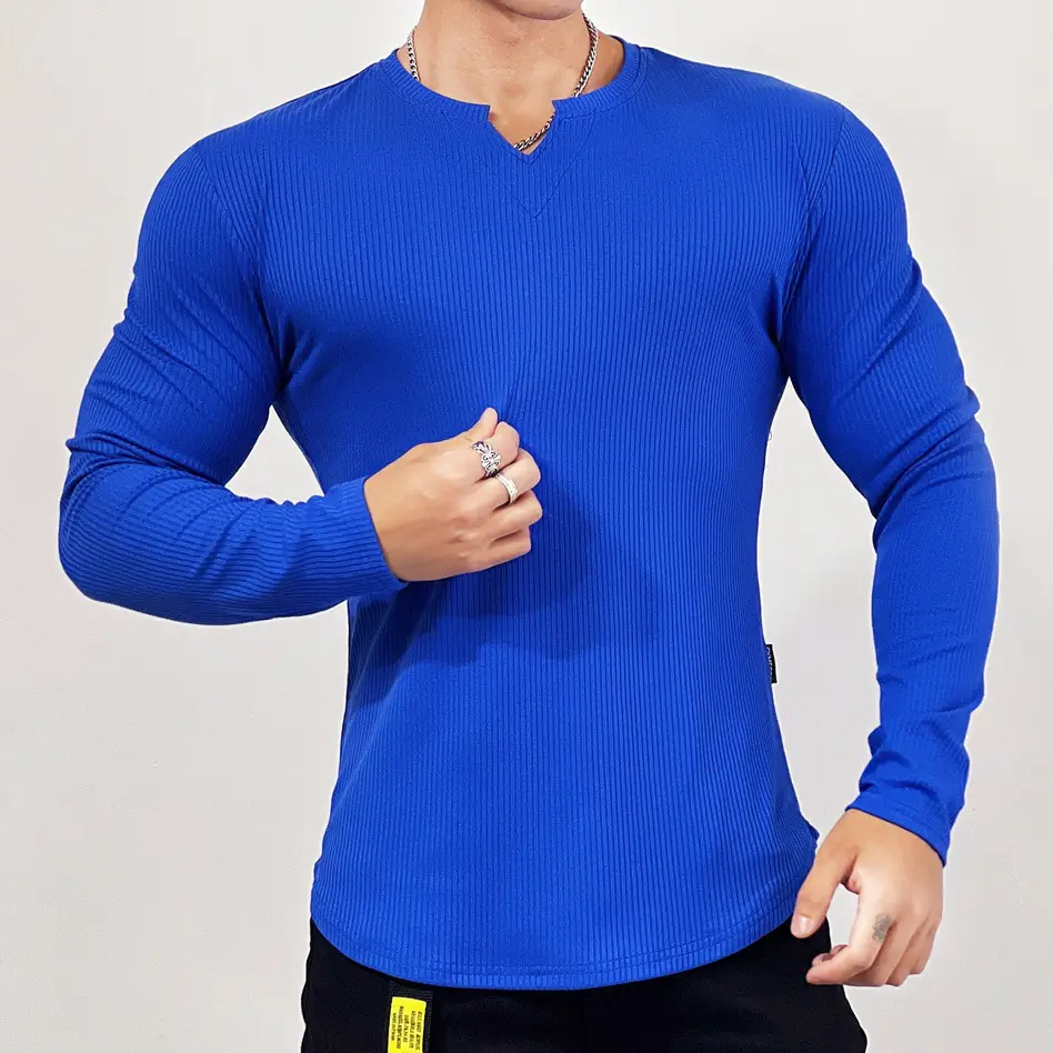 Men's White Long Sleeve Muscle Sports T-Shirt - Image 3